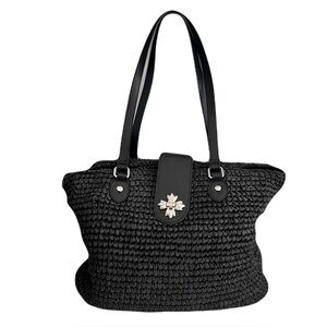 Patricia Nash Black ‘Manarola’ Woven Raffia Tote Bag
